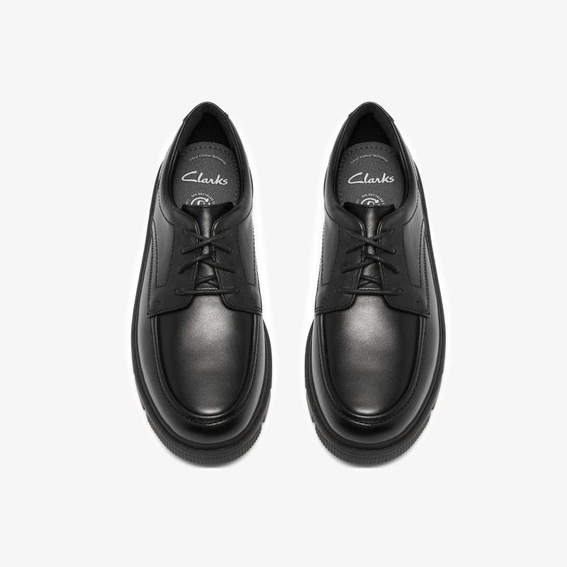 Lorcam Lane Youth School Shoes - Black Leather