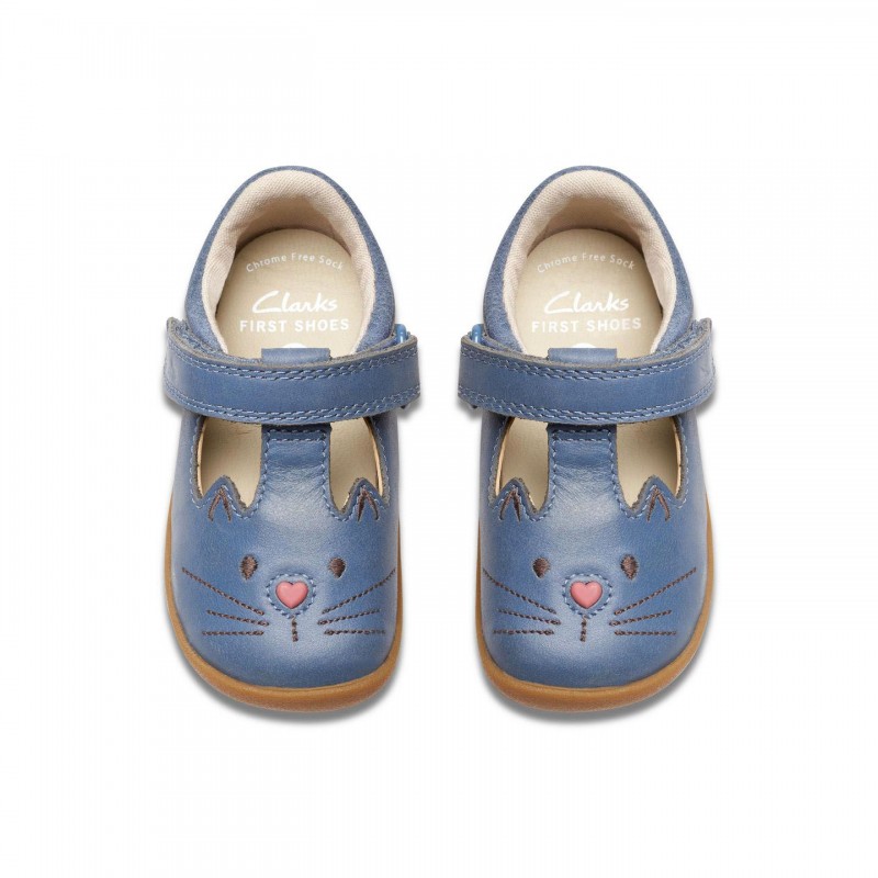 Roamer Ears Toddler Shoes - Denim Blue Leather