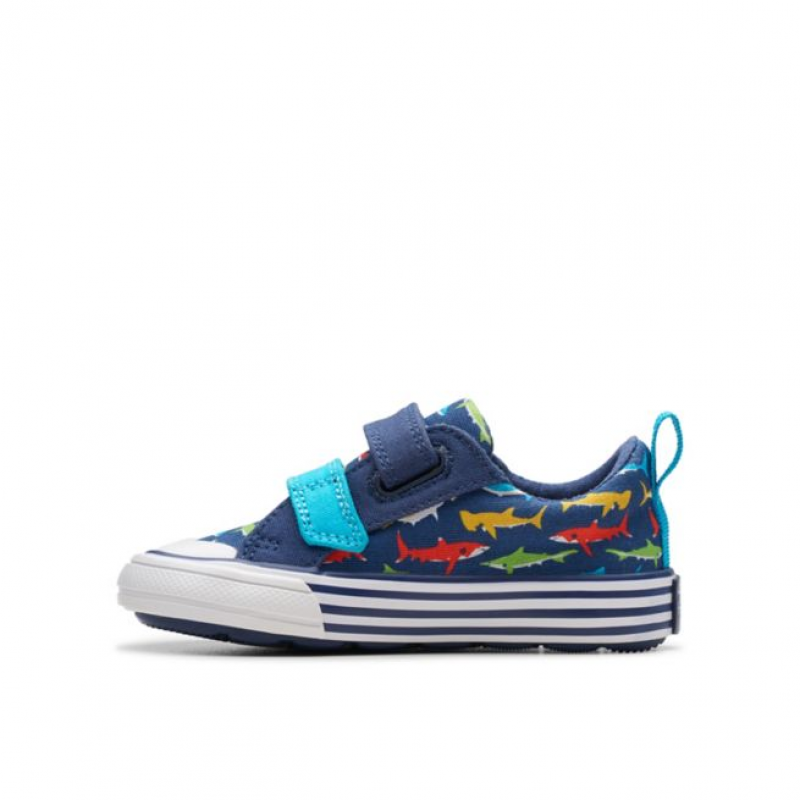 Foxing Ocean Toddler Canvas Shoes - Navy Print