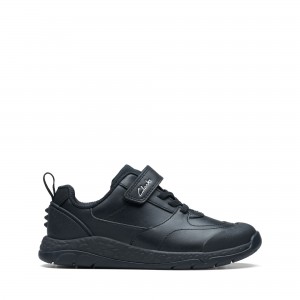 Clarks Steggy Stride Kid School Shoes - Black Leather