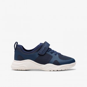 Clarks Feather Ath Kids Trainers - Navy Clarks Feather Ath Kids Trainers - Navy