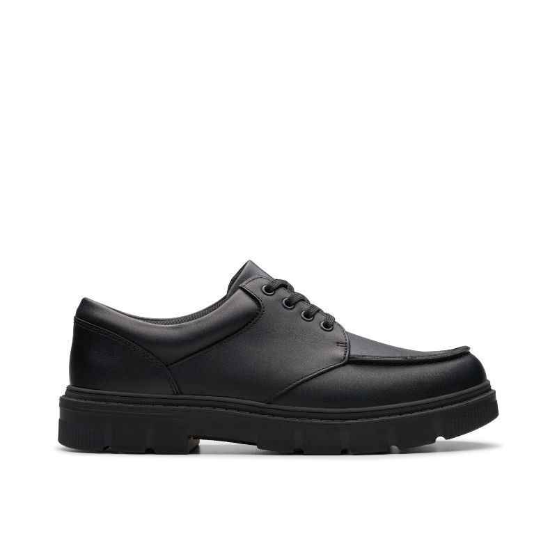 Lorcam Edge Youth School Shoes - Black Leather