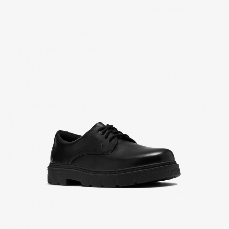 Lorcam Walk Youth School Shoes - Black Leather