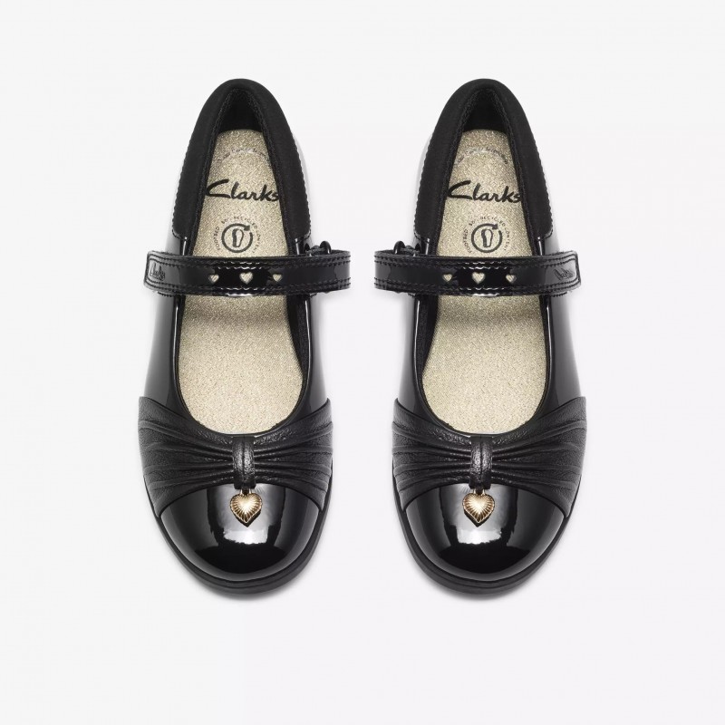 Lock Gem Kids School Shoes - Black Patent