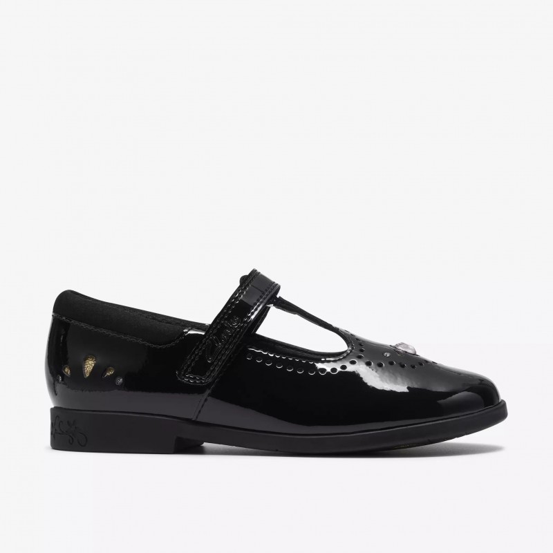 Lock Wish Kids School Shoes - Black Patent