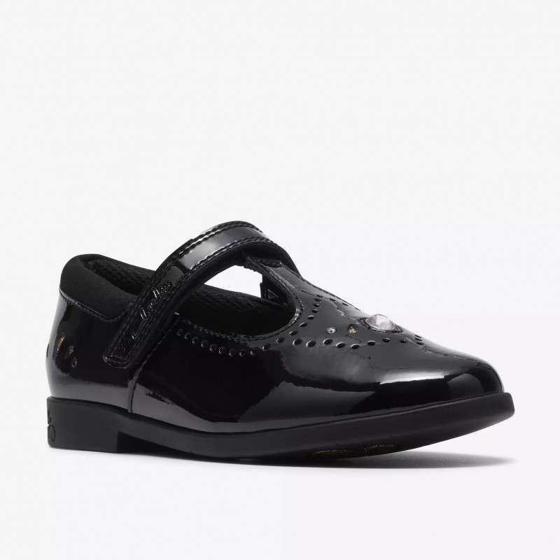 Lock Wish Kids School Shoes - Black Patent