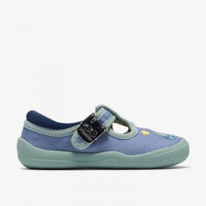 Clarks Briley Way Toddler Canvas Shoe - Blue Combi Clarks Briley Way Toddler Canvas Shoe - Blue Combi