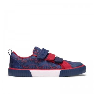 Clarks Foxing Tri Kids Canvas Shoes - Navy/Red Clarks Foxing Tri Kids Canvas Shoes - Navy/Red