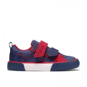 Clarks Foxing Tri Toddler Canvas Shoes - Navy/Red Clarks Foxing Tri Toddler Canvas Shoes - Navy/Red