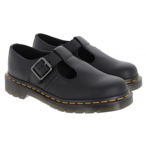 Dr. Martens Polley T-Bar Shoes - Black Milled Nappa Leather