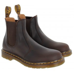 Dr. Martens 2976 Yellow Stitch Chelsea Boots - Dark Brown Leather