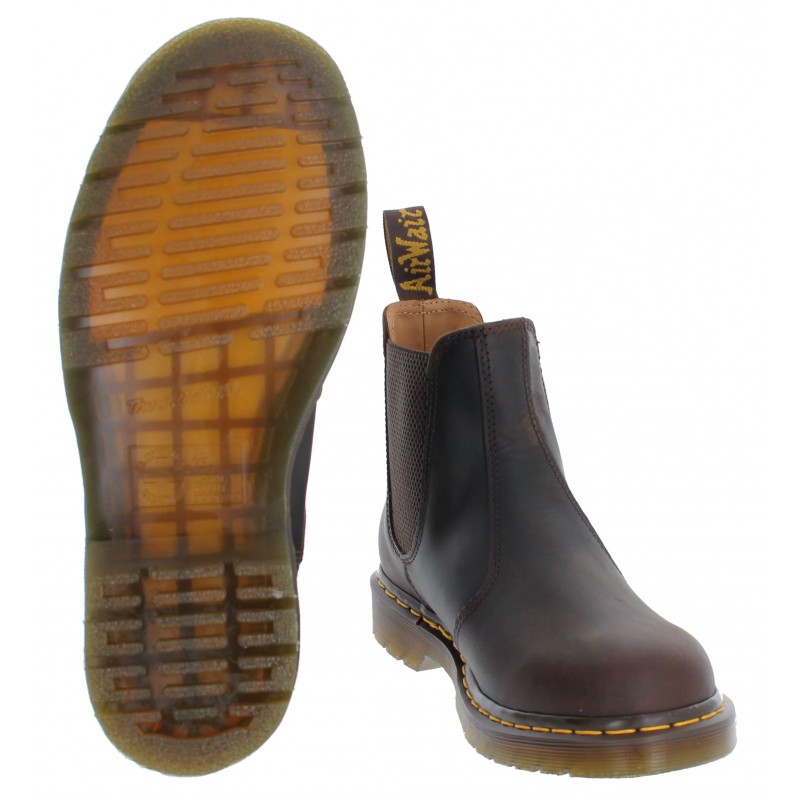 2976 Yellow Stitch Chelsea Boots - Dark Brown Leather