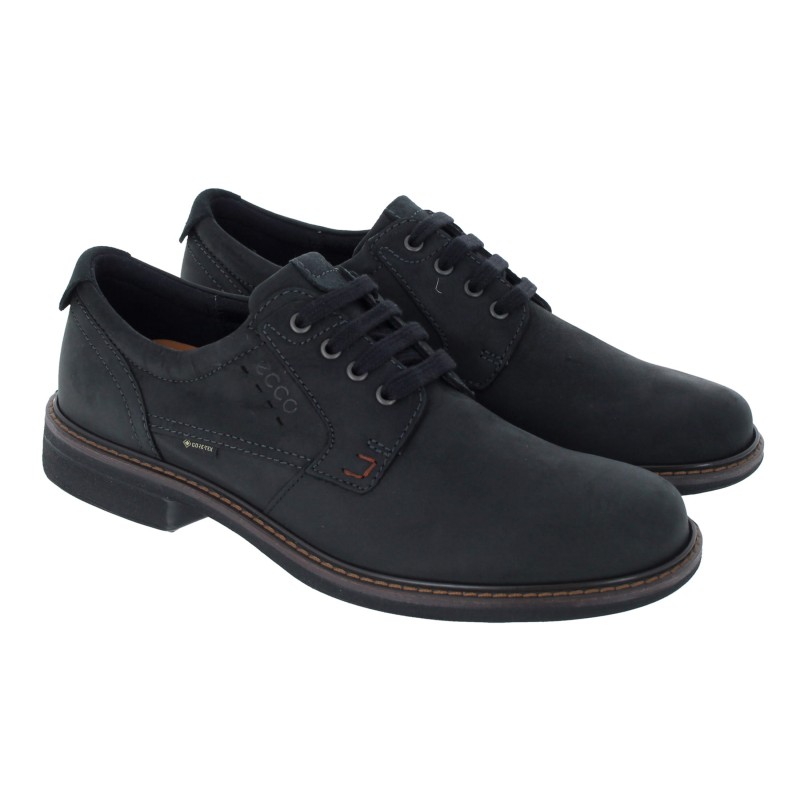 Ecco Turn Gore TeX Plain Toe Lace up Shoes in black.