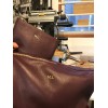 Golden Boot Leather Clutch - Burgundy
