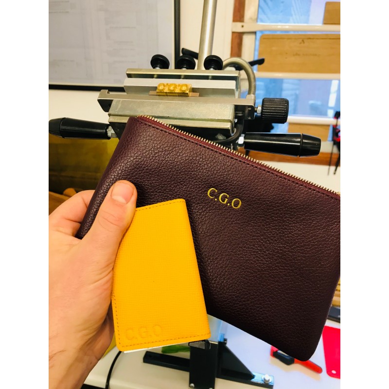 Golden Boot Leather Clutch - Burgundy