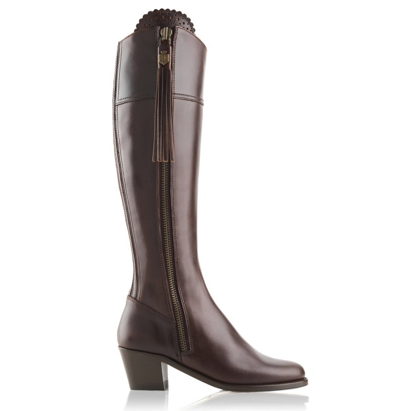 Fairfax & Favor Regular Fit Heeled Regina Boots - Mahogany Leather
