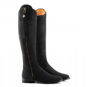 Fairfax & Favor Regular Fit Flat Regina Boots - Black Suede