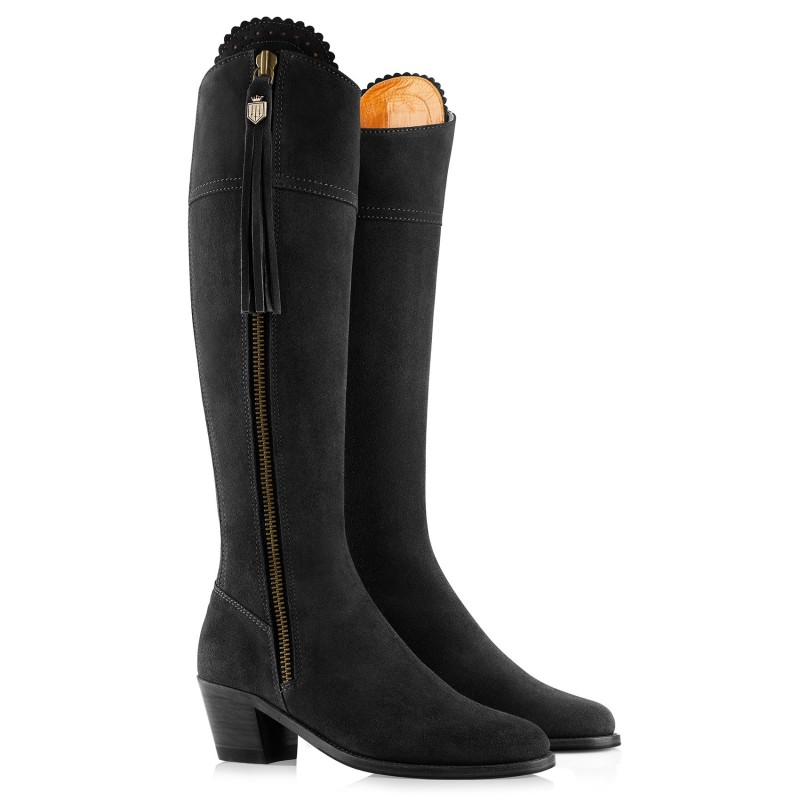 Fairfax & Favor Regular Fit Heeled Regina Boots - Black Suede