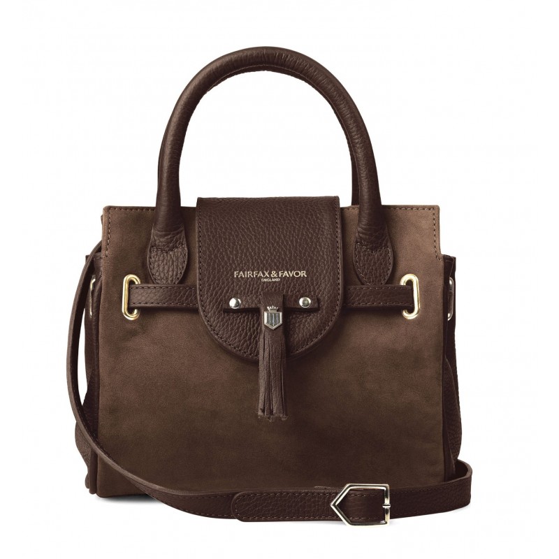 Fairfax & Favor Mini Windsor Handbag - Chocolate Suede