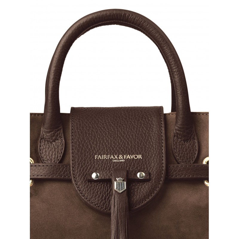 Fairfax & Favor Mini Windsor Handbag - Chocolate Suede