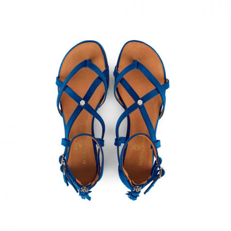 Fairfax & Favor Brancaster Sandals - Porto Blue Suede