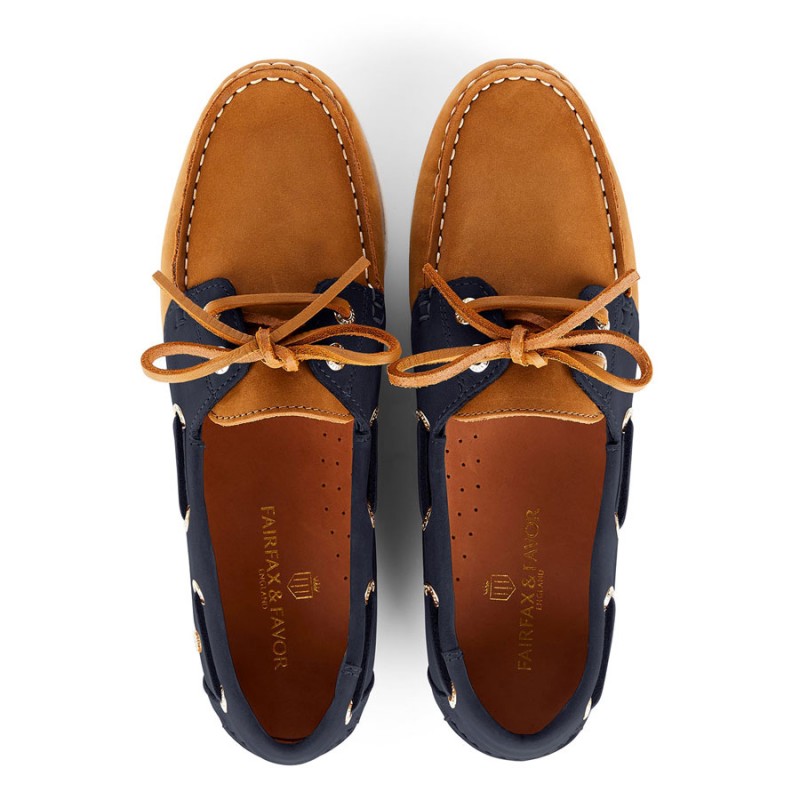 Fairfax & Favor Salcombe Deck Shoe - Tan / Navy