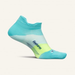 Feetures Elite Ultra Light No Show Tab Socks - Aqua Surf