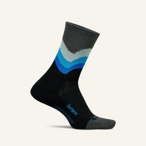 Feetures Elite Light Cushion Mini Crew Socks - Black Swell