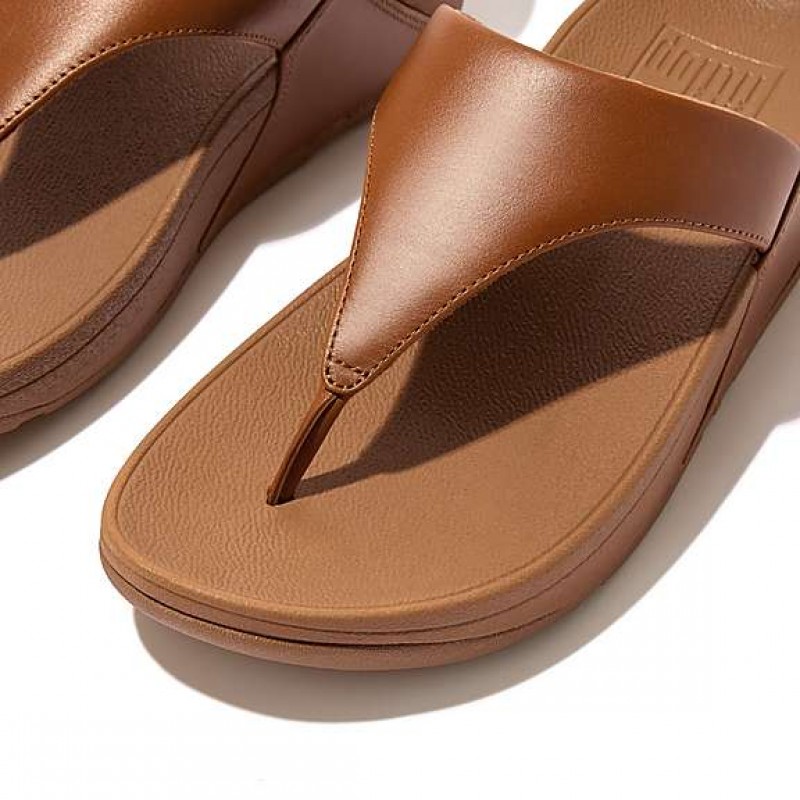 Lulu Leather Toe-Post Sandals - Light Tan Leather