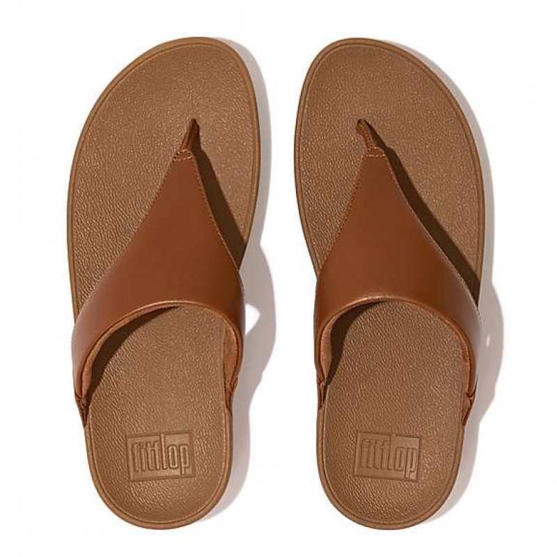 Lulu Leather Toe-Post Sandals - Light Tan Leather