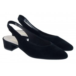 Gabor Mack 21.520 Slingback Flat Shoes - Black Suede