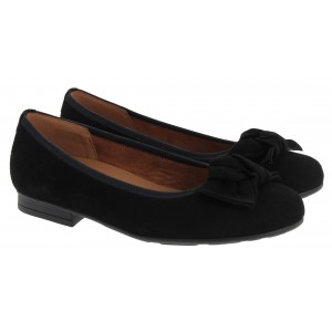 Gabor Picnic 72.462 Flat Shoes - Black Suede