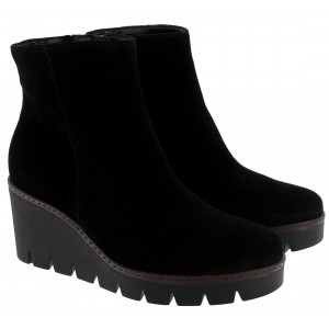Gabor Utopia 74.780 Wedge Ankle Boots - Black Suede