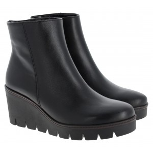 Gabor Utopia 74.780 Wedge Ankle Boots - Black Leather