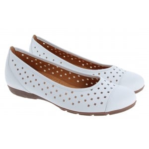 Gabor Ruffle 84.169 Flat Shoes - White Leather