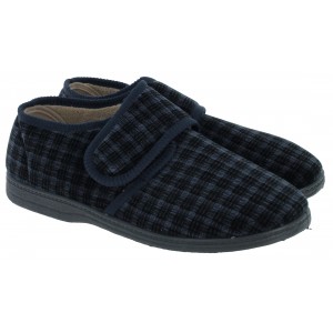 Gardiner Bros Sam Velcro Slippers - Navy Textile