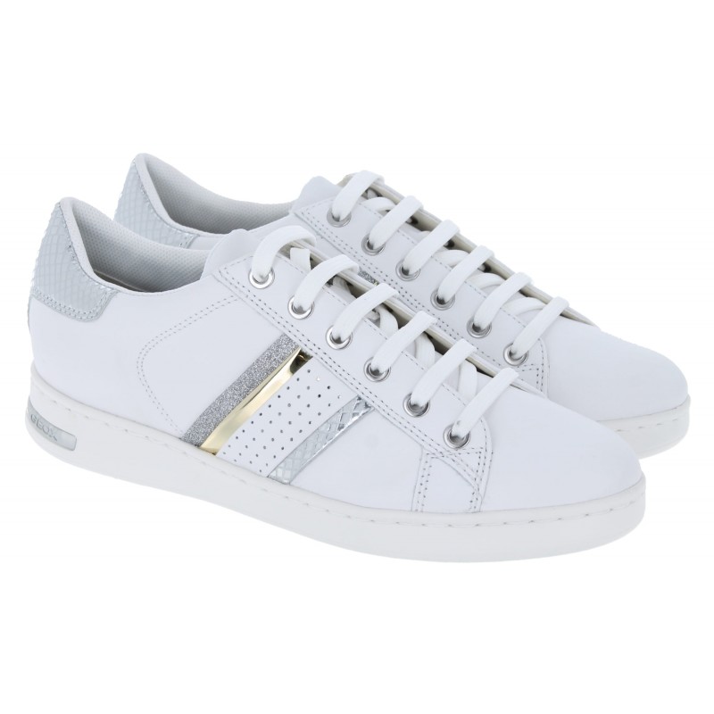 Jaysen D351BB Trainers - White/Silver Leather