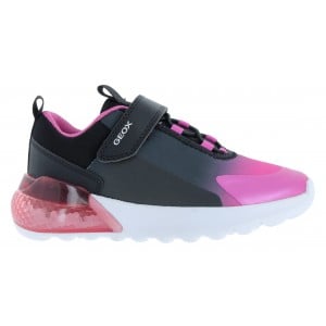 Geox J Activart Illuminus J56LZA Trainers - Black/Fuchsia Synthetic
