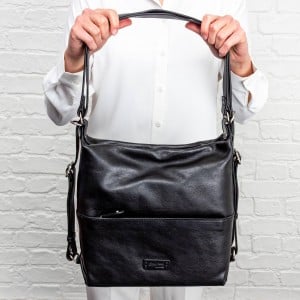 Gianni Conti 9440546 Convertible Backpack - Black Leather