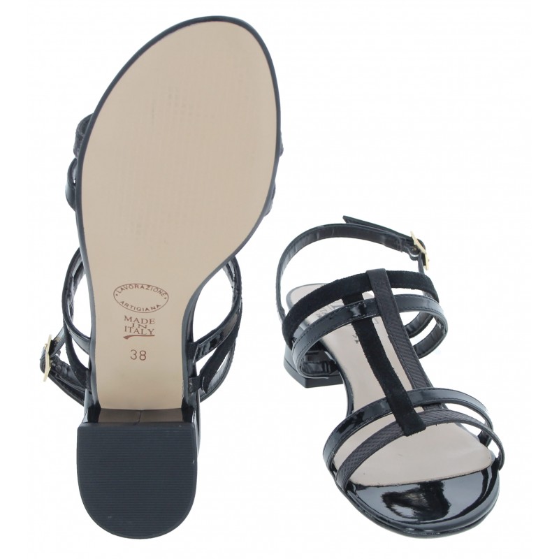 Italia B621 Sandals - Black Patent