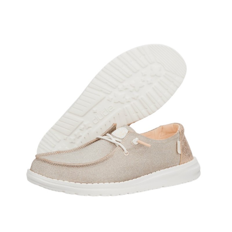 Hey Dude Wendy Metallic Sparkle - Mocassini Donna Con Tomaia Glitterata, Lacci Elastici, Suola Leggera E Flessibile