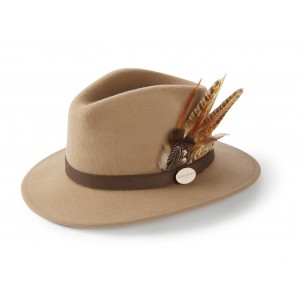 Hicks & Brown Suffolk Fedora Gamebird Feather- Camel