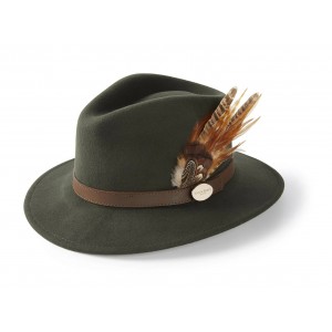 Hicks & Brown Suffolk Fedora - Olive Green Bronze Feather