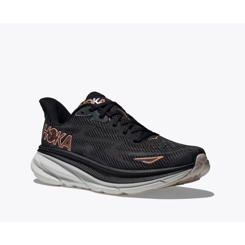 Clifton 9 Trainers - Black / Rose Gold