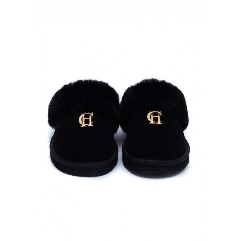 HC Shearling Slippers - Black Suede