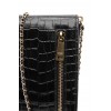 Knightsbridge Phone Pouch - Black Croc Leather