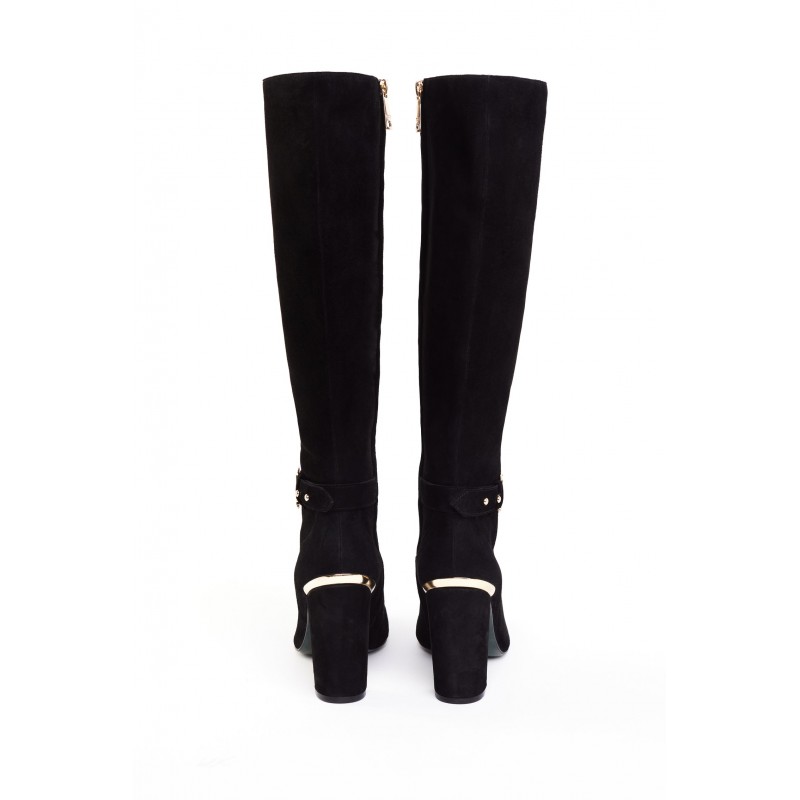 Marlborough Knee High Boots - Black Suede