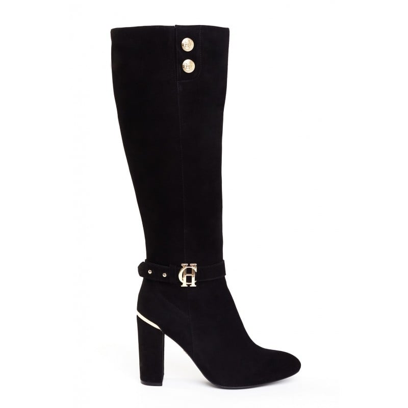 Marlborough Knee High Boots - Black Suede