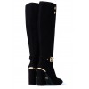 Marlborough Knee High Boots - Black Suede