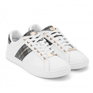 Holland Cooper Knightsbridge Court Trainers -  Black Croc 